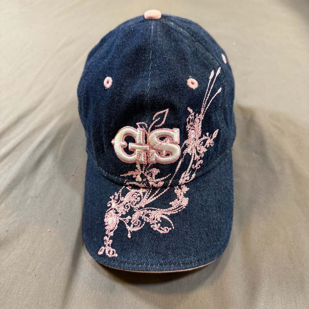 George Strait GS Girl Denim Baseball Cap Hat with Floral Embroidery